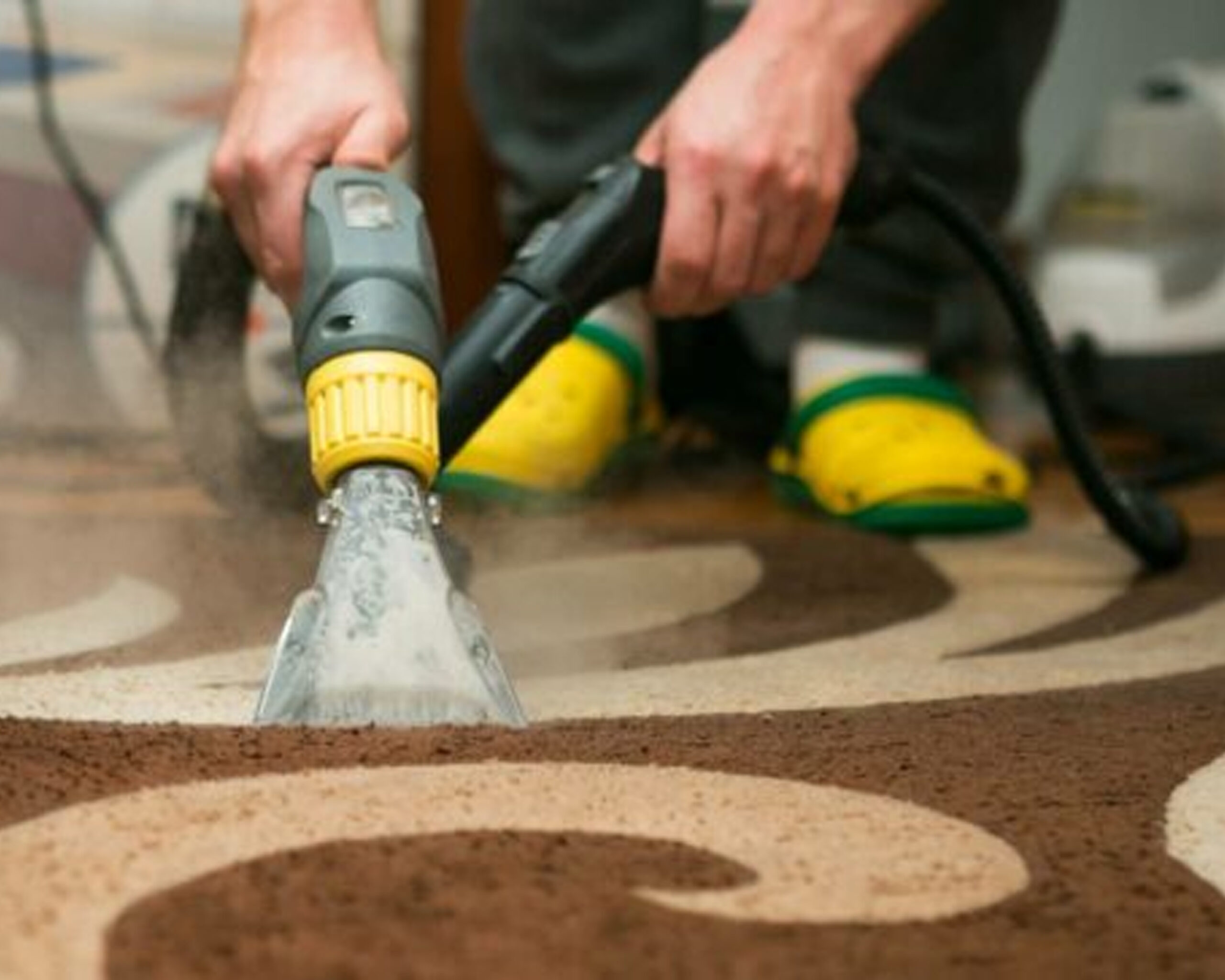 Steam cleaning brown patterned carpet